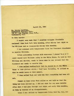 J.G. Taylor Spink Letter to Calvin Griffith Regarding Ted Williams