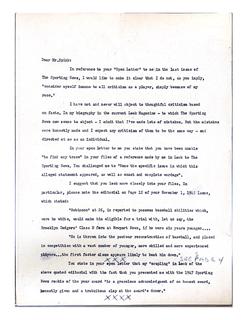 Jackie Robinson to J.G. Taylor Spink Letter Regarding Criticism