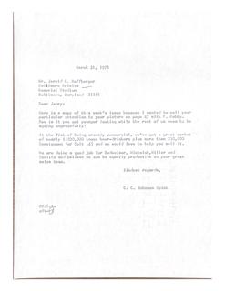 C.C. Johnson Spink Letter to Jerold C. Hoffberger Seeking Advertising Business