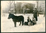Lindenwood Students Sledding with a Shetland Pony, circa 1915