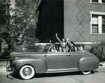 Lindenwood Students in Convertible in Front of Ayres Hall, circa 1940s by Lindenwood College