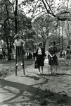 Lindenwood College Student Walking on Stilts, 1964