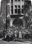 Lindenwood College Students in front of Roemer Hall, 1958