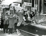Hubert Humphrey & President Franc McCluer in Car in Front of Sibley Hall by Lindenwood College
