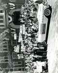 President McCluer in Rixman Buick Car in front of Roemer Hall by Lindenwood College